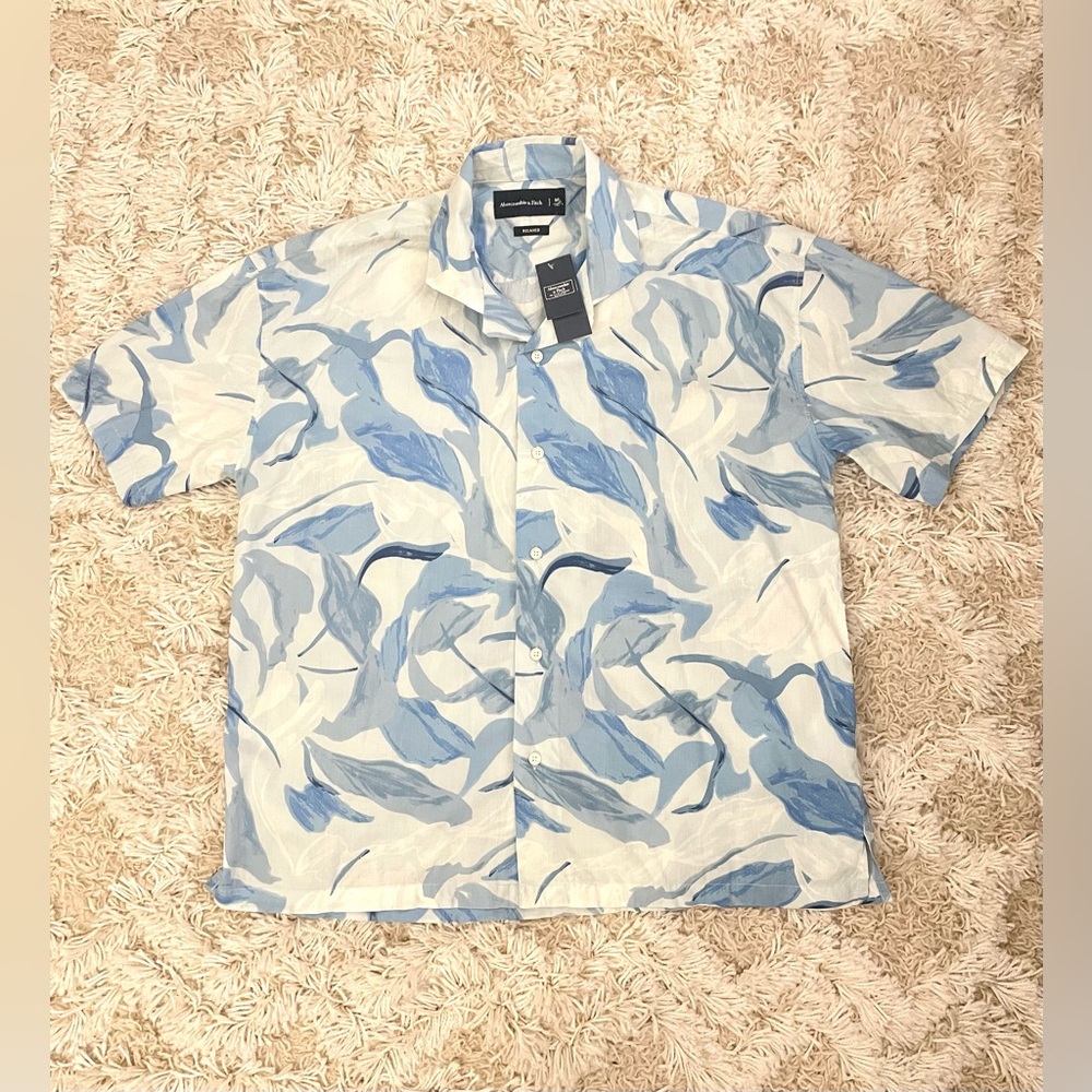 Abercrombie & Fitch Blue and White Casual Button Down Shirt